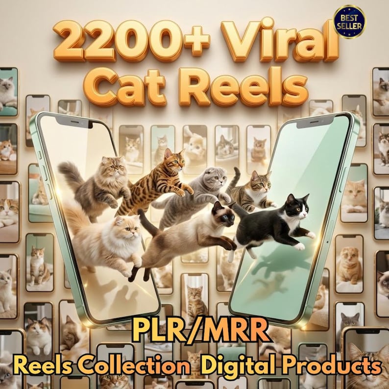 🐱 2200+ Viral Cat Reels Bundle | Funny AI & Real Cat Videos (PLR + MRR) | Ready-to-Resell Digital Download - Image 7