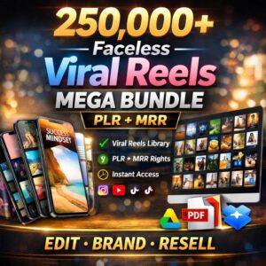 250,000+ Viral Reels Mega Pack (PLR/MRR) | Done-for-You Faceless Content for Instagram, TikTok & YouTube Shorts