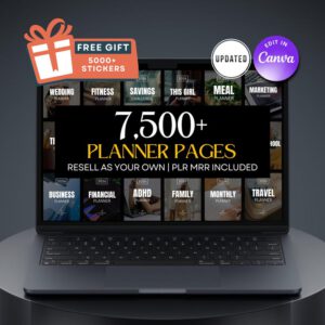 Ultimate 7500+ Digital Planner Bundle | Canva Editable PLR Templates with Full Resell Rights (Fitness, Business, Wellness & Mindset)